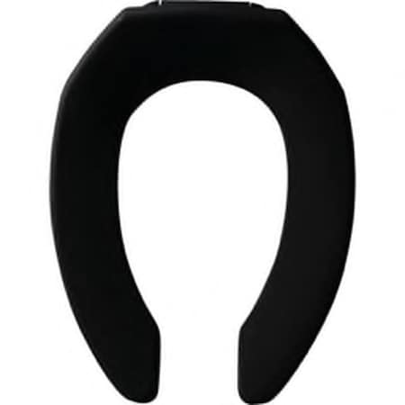 Elongated Open Front Less Cover Toilet Seat With STA-TITE Check Hinge In Black